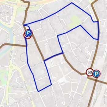 Ingetekende kaart van de rolstoelroute Toegankelijk Roermond